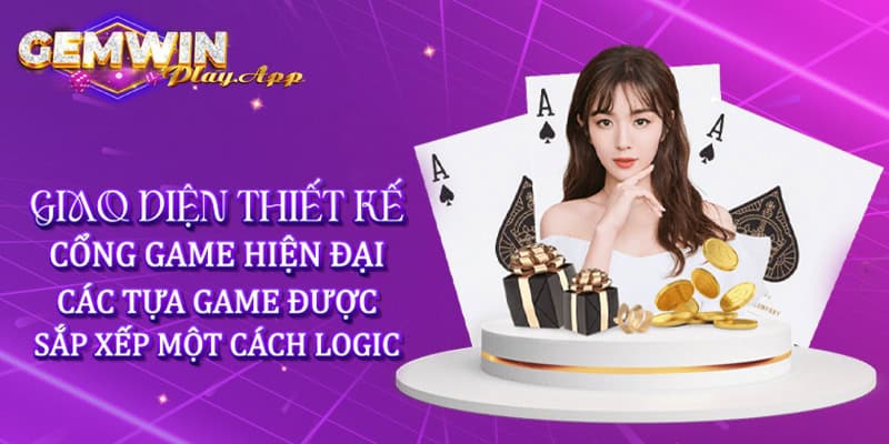 Giao diện thiết kế cổng game hiện đại, các tựa game được sắp xếp một cách logic